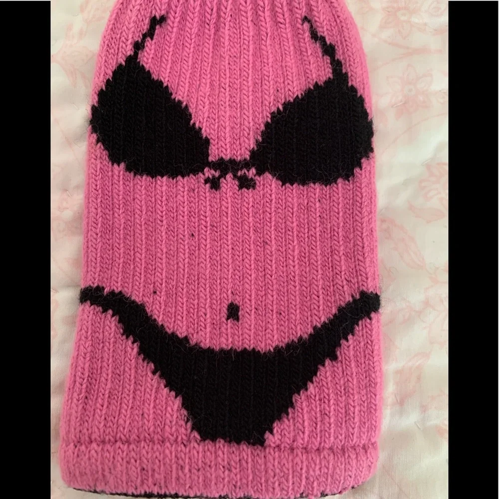 Freaker USA Bottle Koozie Pink Black Sweater Knit Stretchy Bikini